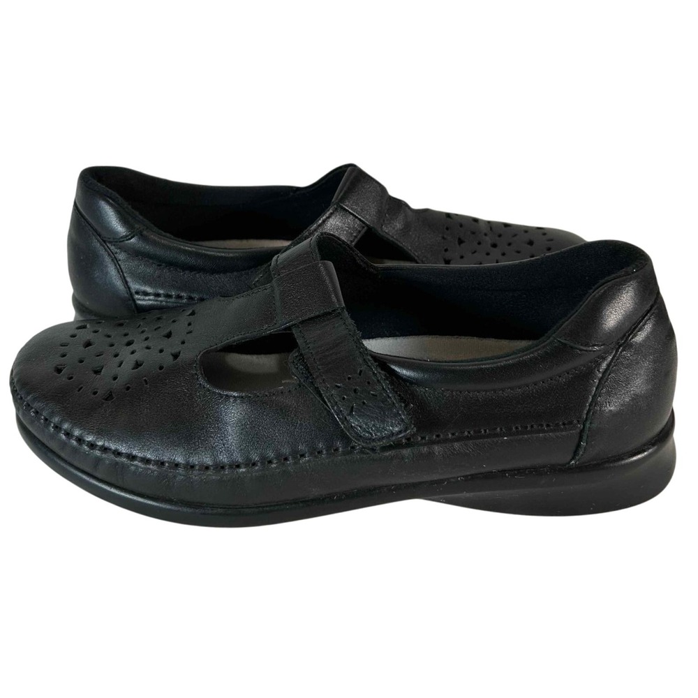 SAS Tripad Comfort Black Leather Mary Jane Shoes Womens Perforated Size 9.5
